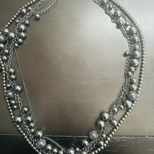 Elegant Silver Multi-Layered Necklace